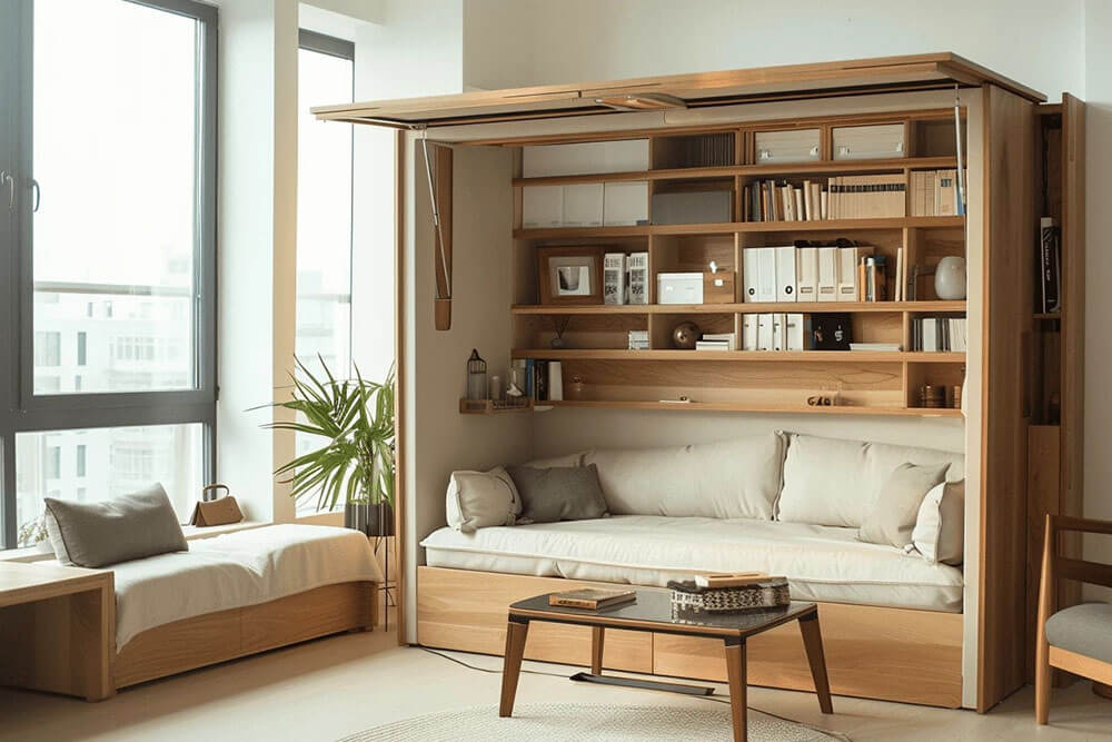 Thiết kế phòng khách đẹp đơn giản với nội thất gỗ tự nhiên